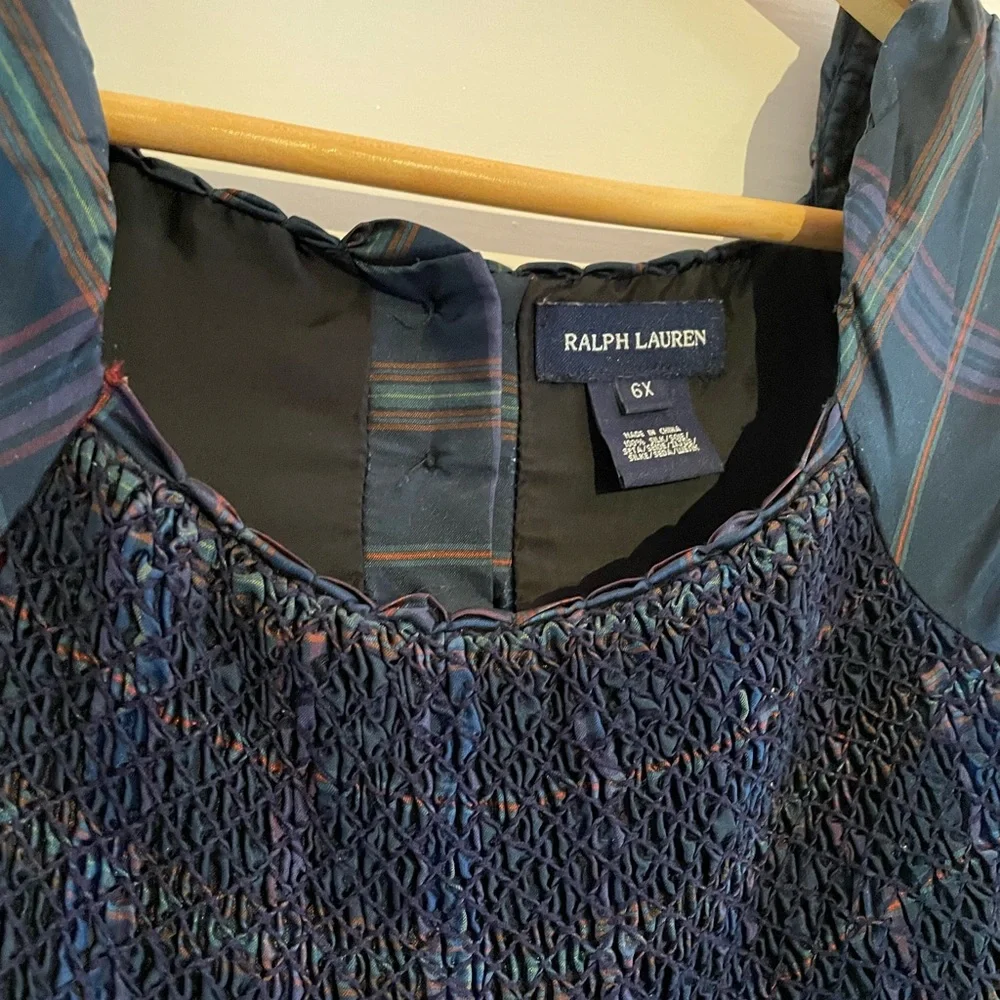 Ralph Lauren silk taffeta smocked holiday dress 6 - Picture 2 of 10